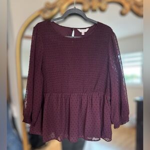 LC Lauren Conrad Deep Purple Smocking Blouse - XXL